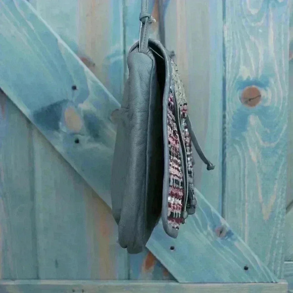 Set of 2 1980s Vintage Bohemian Purses Clutch Patchwork Fringe Fibers Crossbody - Picture 6 of 14